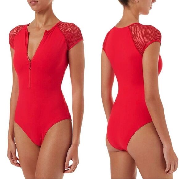 Melissa Odabash Honolua Sports‎ Zip-Up Swimsuit Red Size 4 - Picture 11 of 12